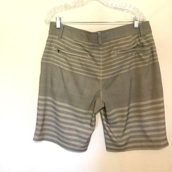 Hang Ten Men's Board Shorts Gray Stripes Size 34 Four Pockets Belt Loops Pockets - Picture 5 of 10